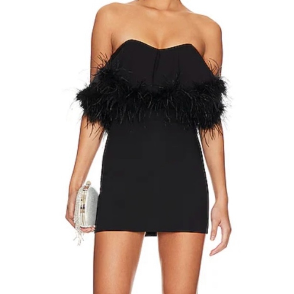 CAPELLA NBD Mini Dress with 100% Ostrich Feather